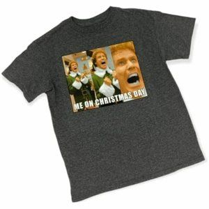 Boys Elf Gray T-shirt "Me On Christmas Day" Large